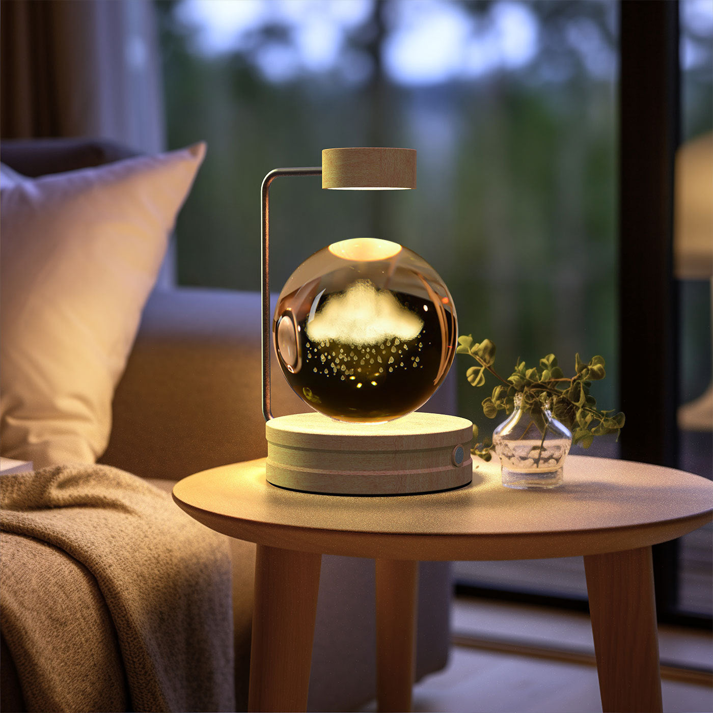 Cosmic Dinosaur Crystal Ball Night Light – USB Powered Warm Bedside Lamp
