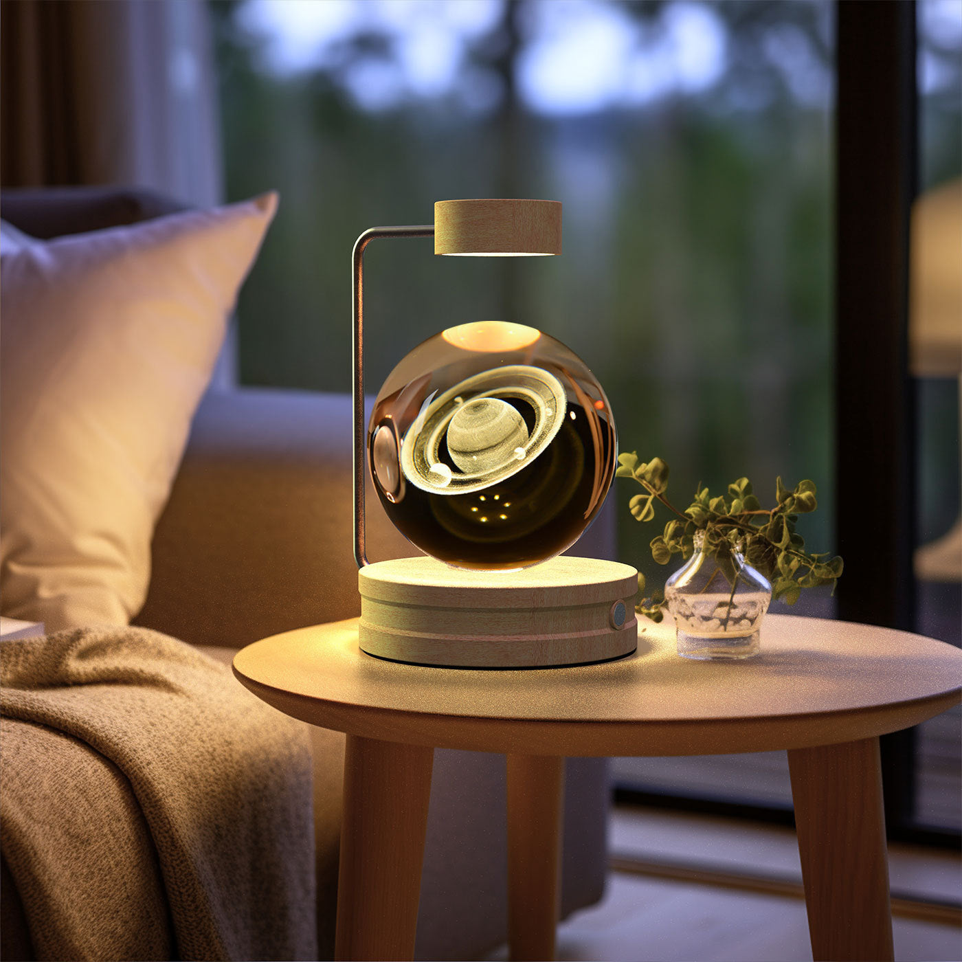 Cosmic Dinosaur Crystal Ball Night Light – USB Powered Warm Bedside Lamp