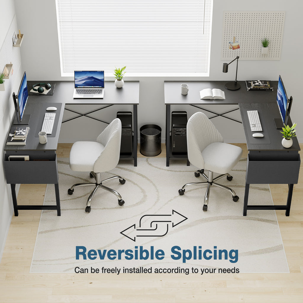 L-Shaped Office Desk – Spacious Corner Computer Table for Work or Gaming