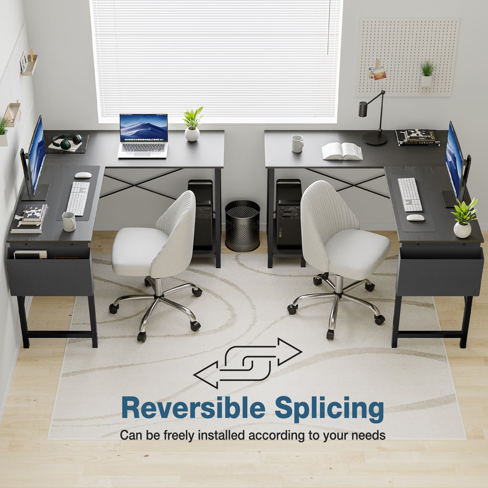 L-Shaped Office Desk – Spacious Corner Computer Table for Work or Gaming