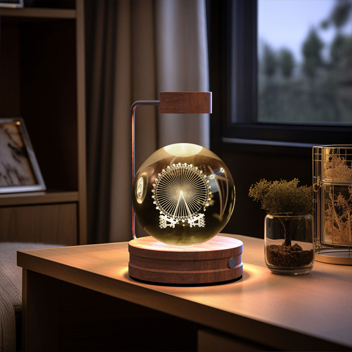 Cosmic Dinosaur Crystal Ball Night Light – USB Powered Warm Bedside Lamp