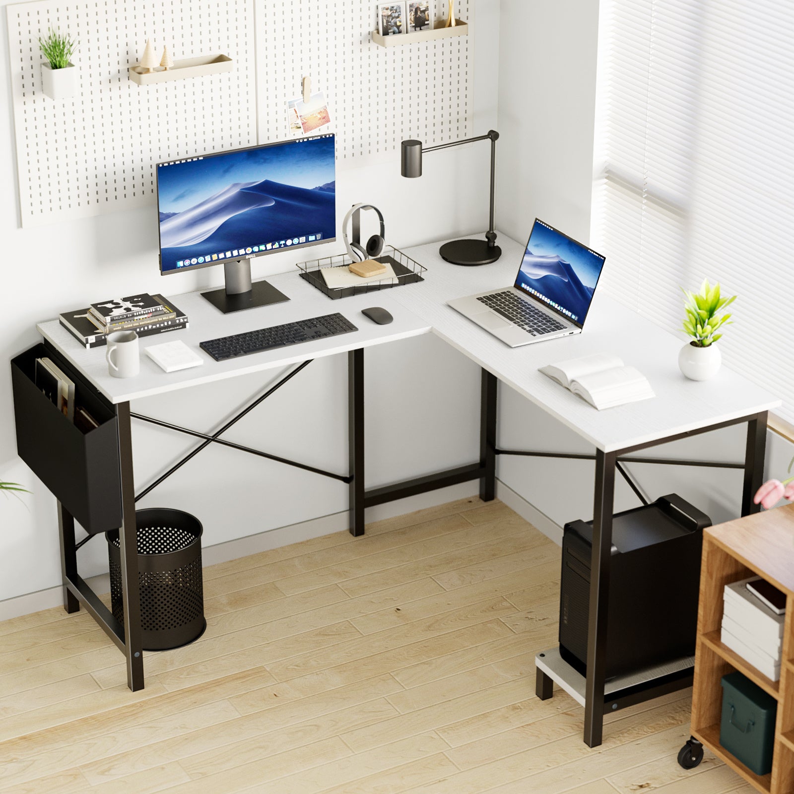 L-Shaped Office Desk – Spacious Corner Computer Table for Work or Gaming