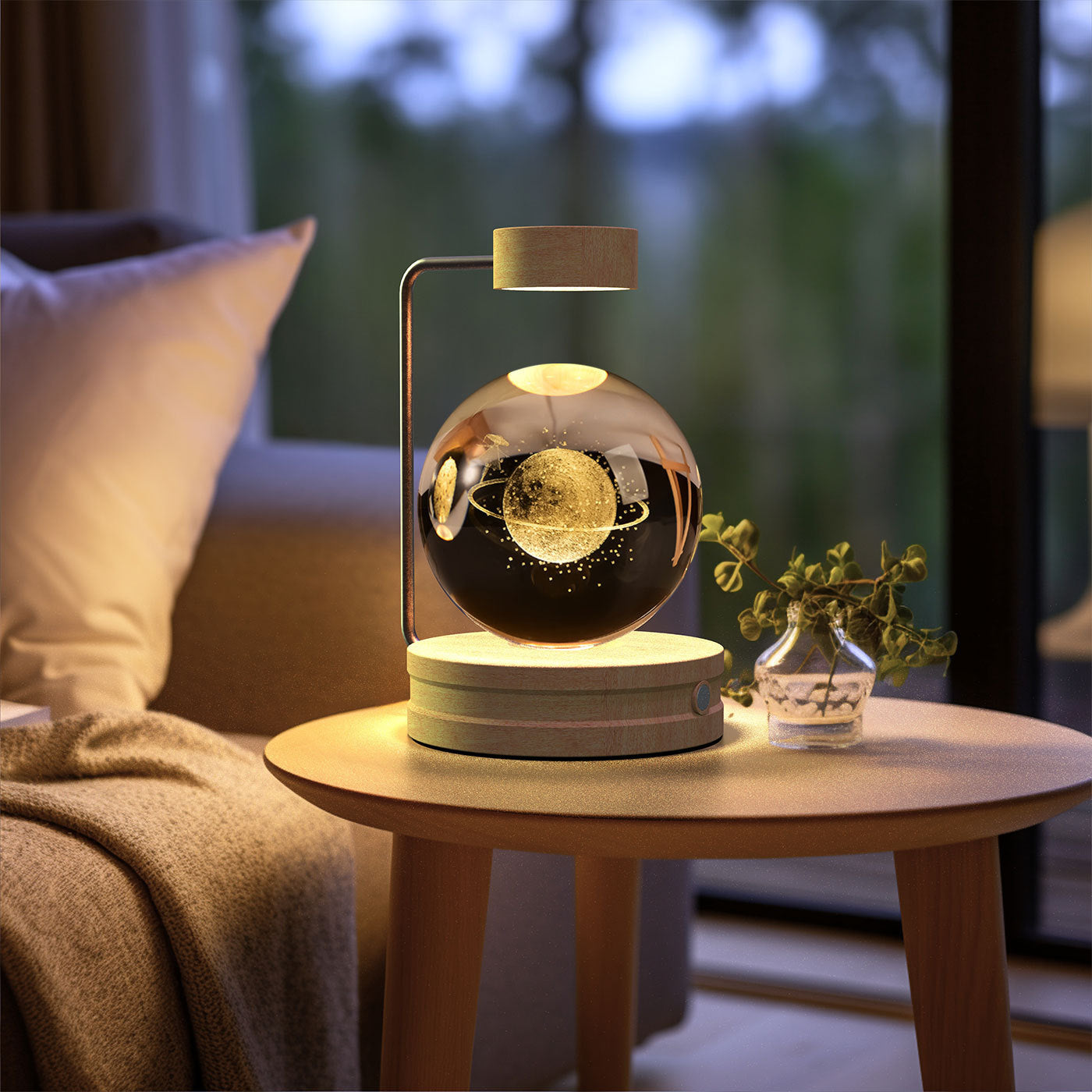 Cosmic Dinosaur Crystal Ball Night Light – USB Powered Warm Bedside Lamp
