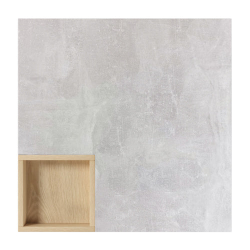 Living Room Coffee & Side Table with Storage Box – Gray Concrete & Wood Finish