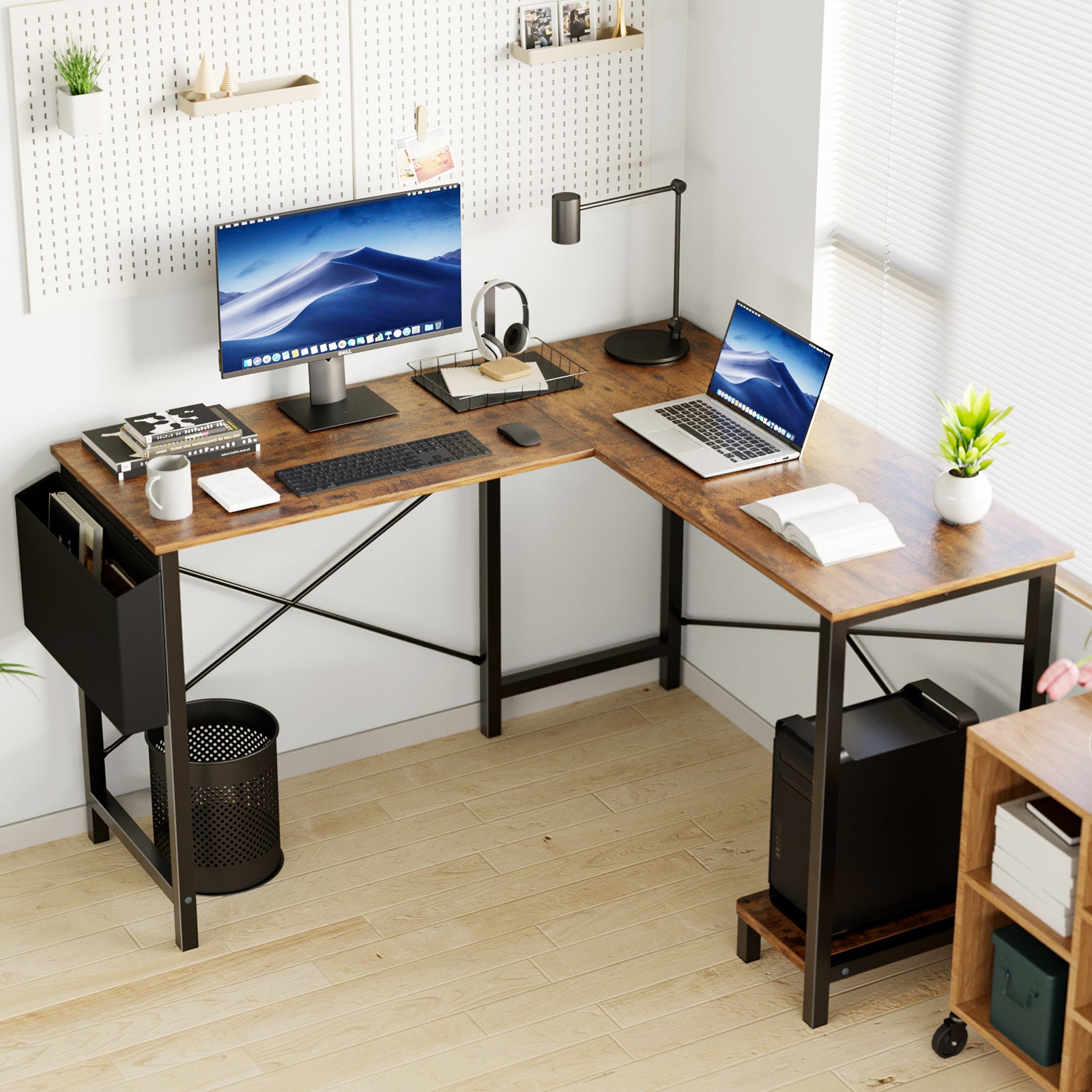 L-Shaped Office Desk – Spacious Corner Computer Table for Work or Gaming
