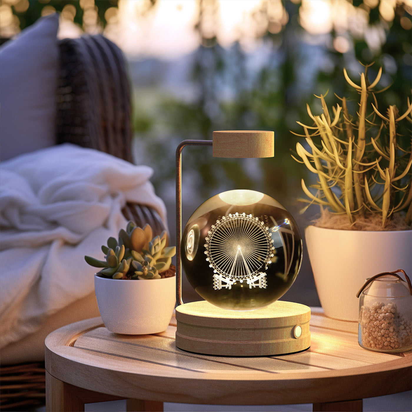Cosmic Dinosaur Crystal Ball Night Light – USB Powered Warm Bedside Lamp