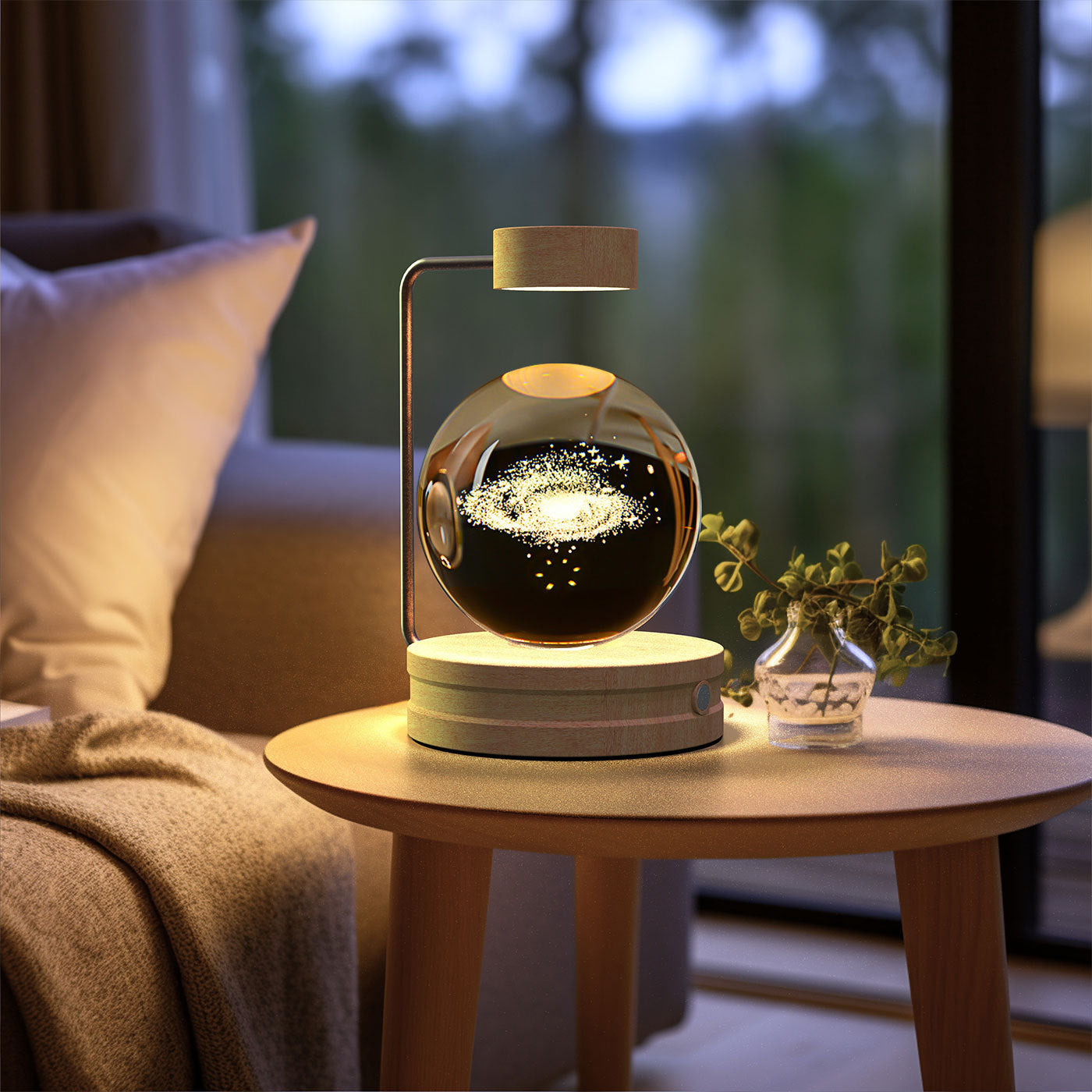 Cosmic Dinosaur Crystal Ball Night Light – USB Powered Warm Bedside Lamp