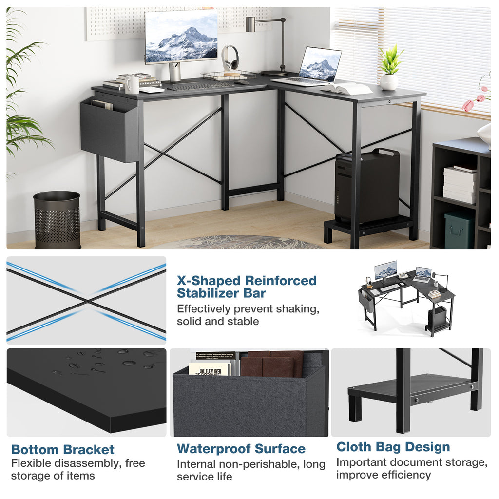 L-Shaped Office Desk – Spacious Corner Computer Table for Work or Gaming