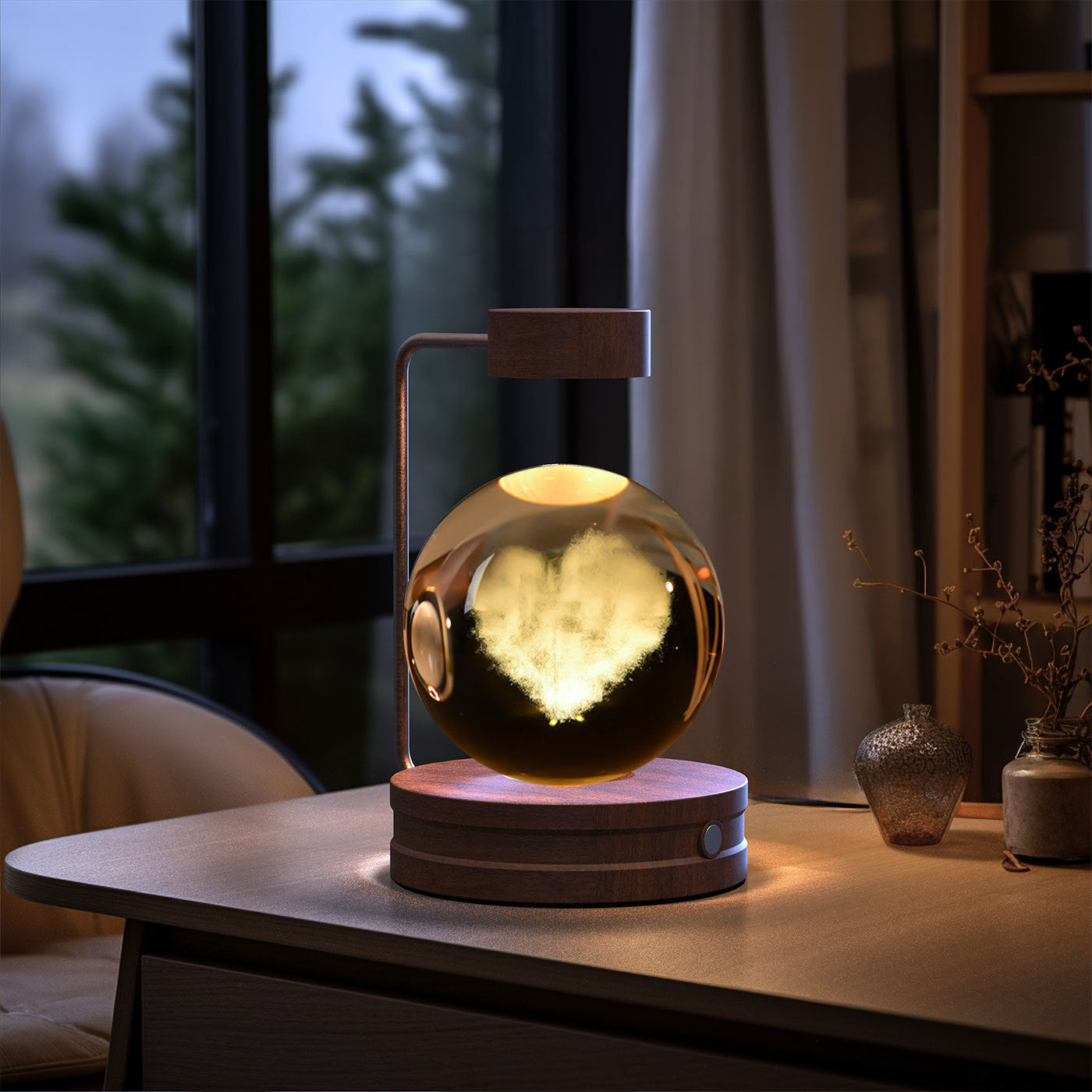 Cosmic Dinosaur Crystal Ball Night Light – USB Powered Warm Bedside Lamp