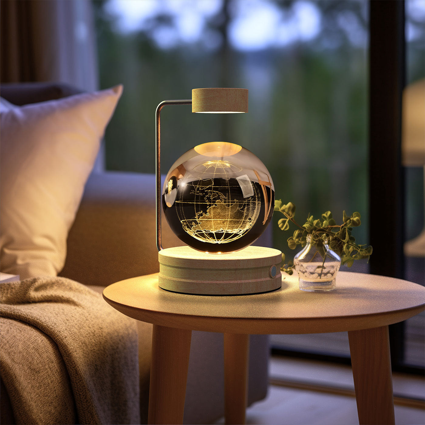 Cosmic Dinosaur Crystal Ball Night Light – USB Powered Warm Bedside Lamp