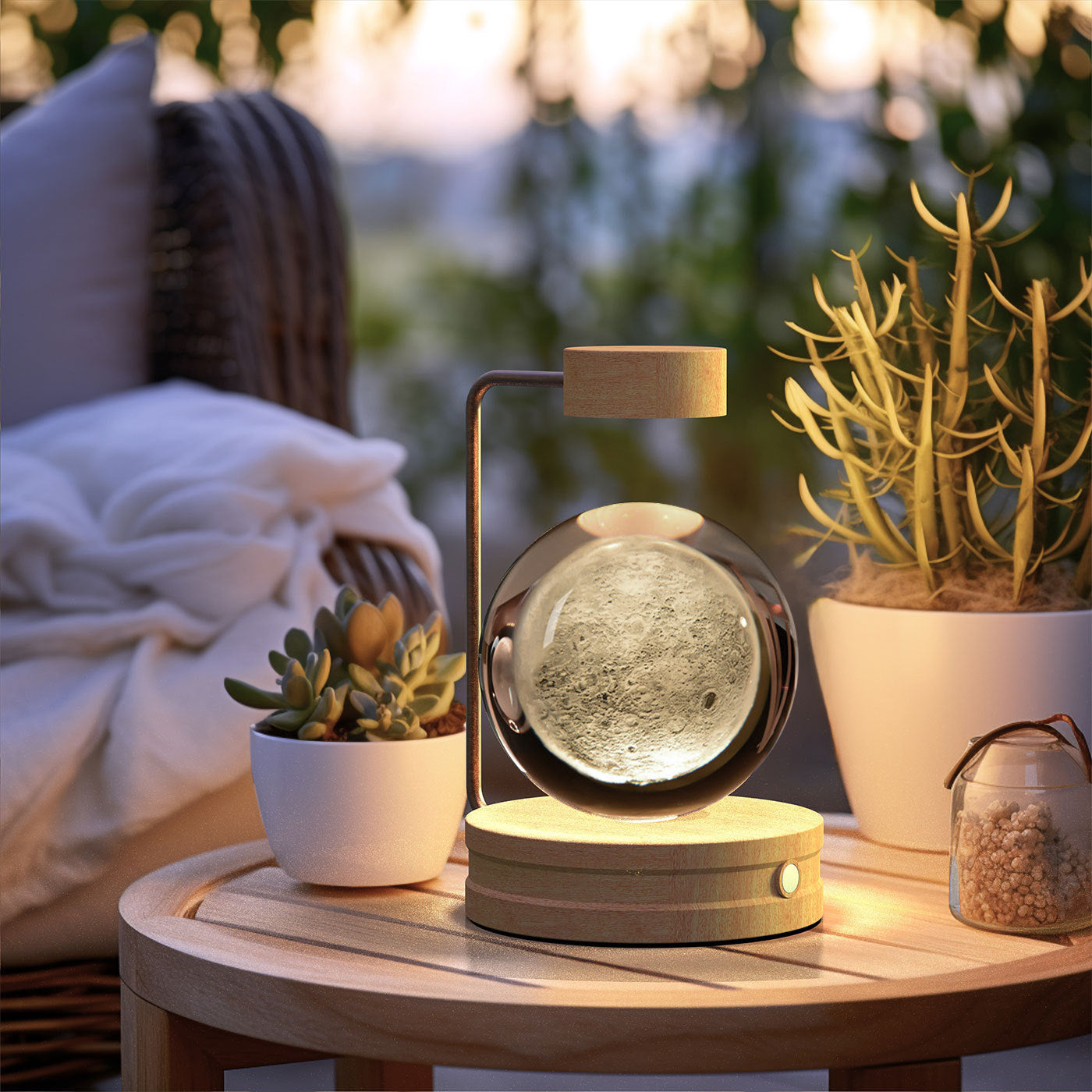 Cosmic Dinosaur Crystal Ball Night Light – USB Powered Warm Bedside Lamp