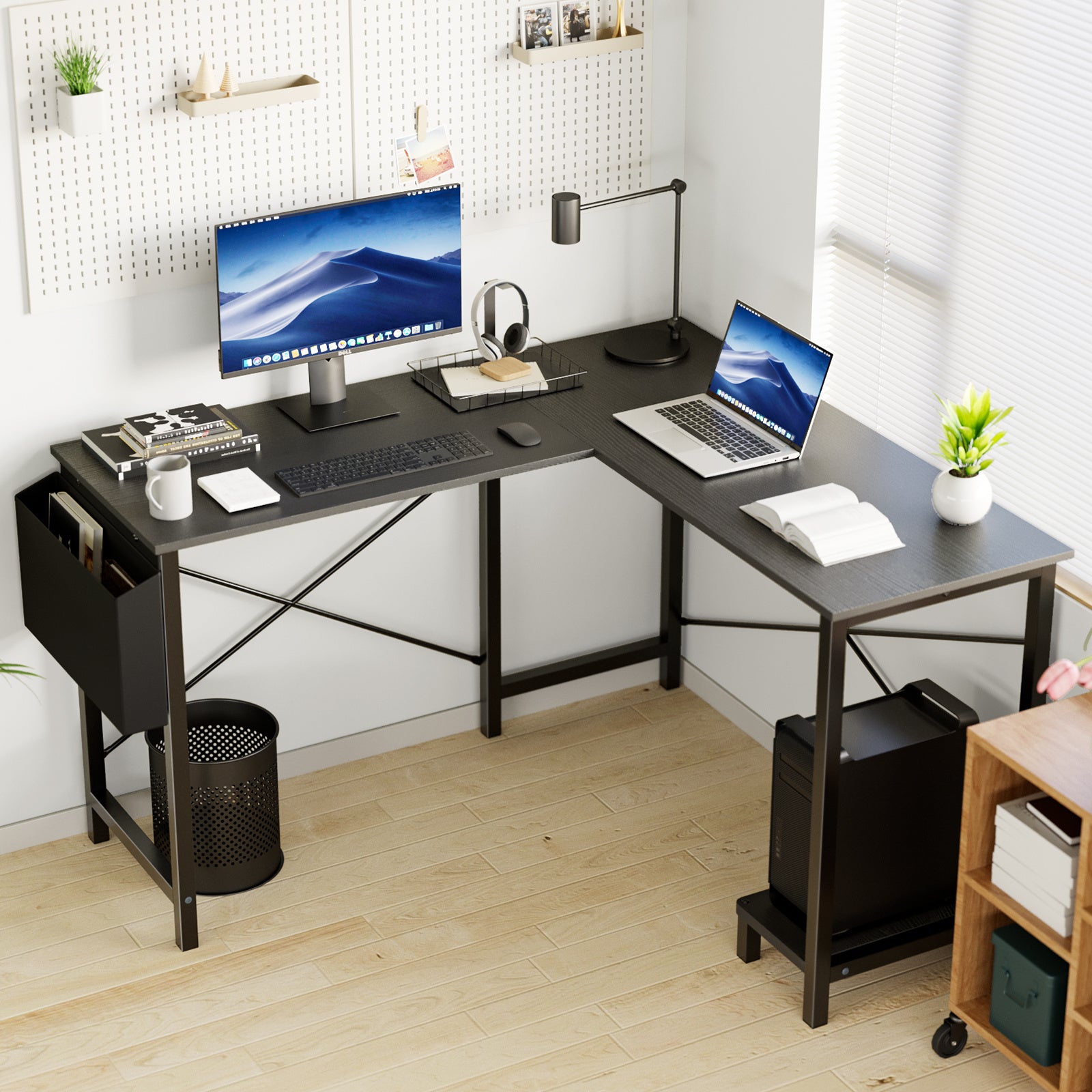 L-Shaped Office Desk – Spacious Corner Computer Table for Work or Gaming