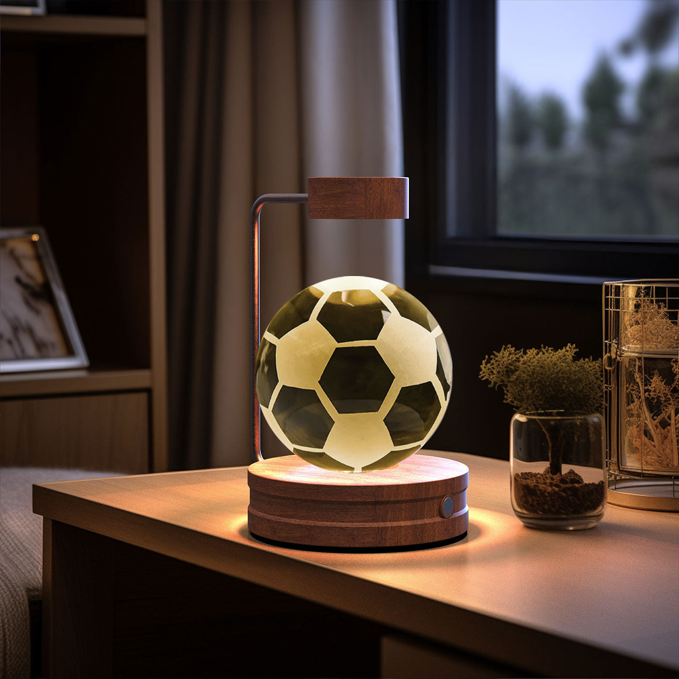 Cosmic Dinosaur Crystal Ball Night Light – USB Powered Warm Bedside Lamp