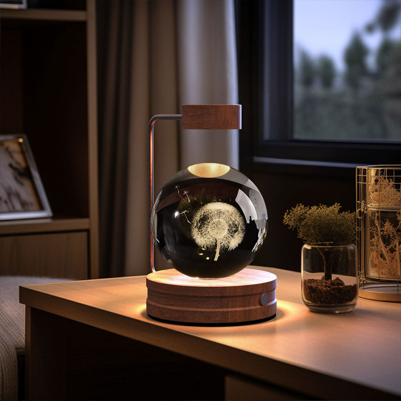 Cosmic Dinosaur Crystal Ball Night Light – USB Powered Warm Bedside Lamp