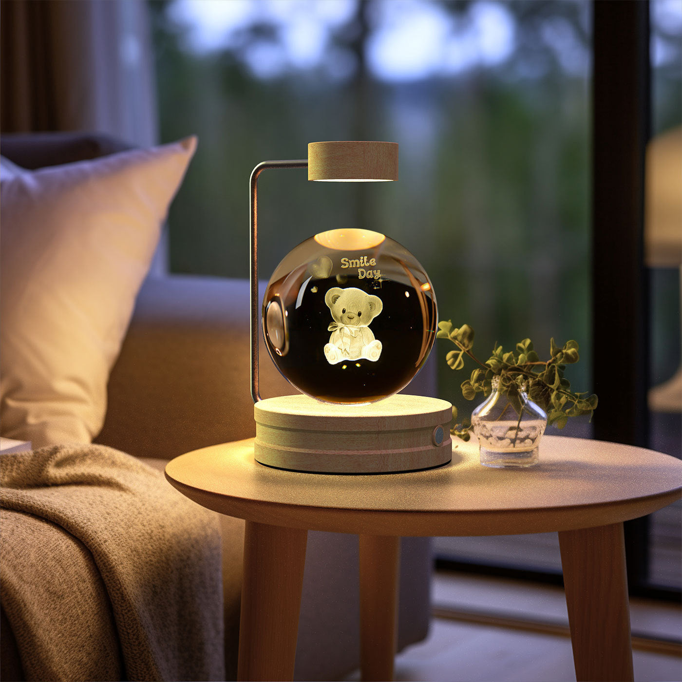 Cosmic Dinosaur Crystal Ball Night Light – USB Powered Warm Bedside Lamp