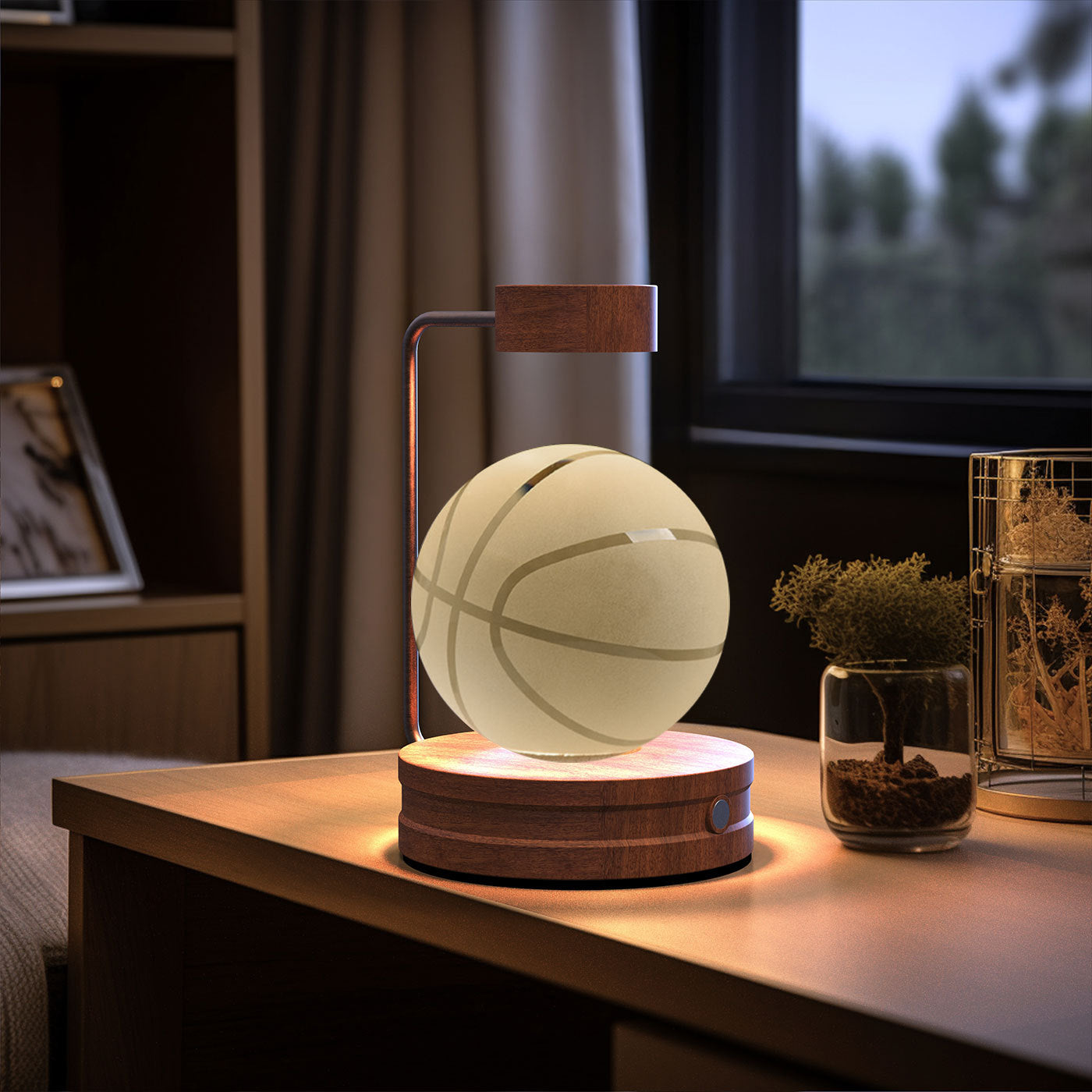 Cosmic Dinosaur Crystal Ball Night Light – USB Powered Warm Bedside Lamp