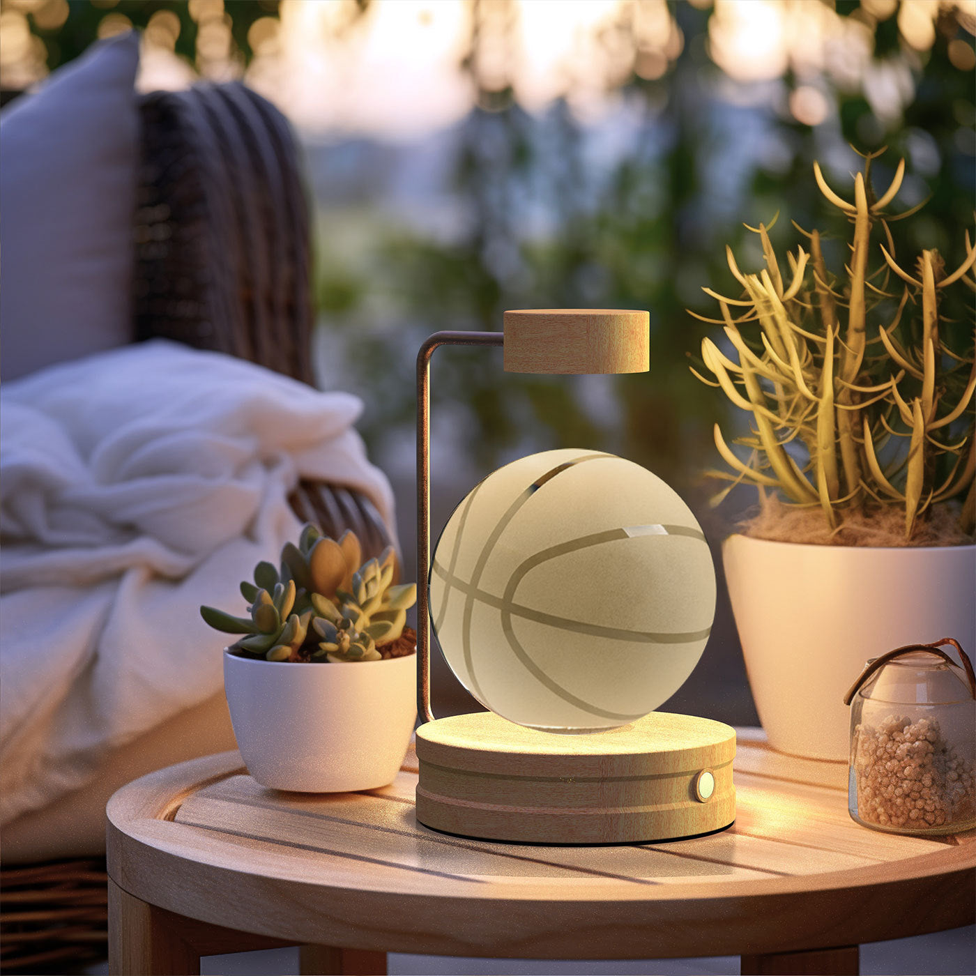 Cosmic Dinosaur Crystal Ball Night Light – USB Powered Warm Bedside Lamp