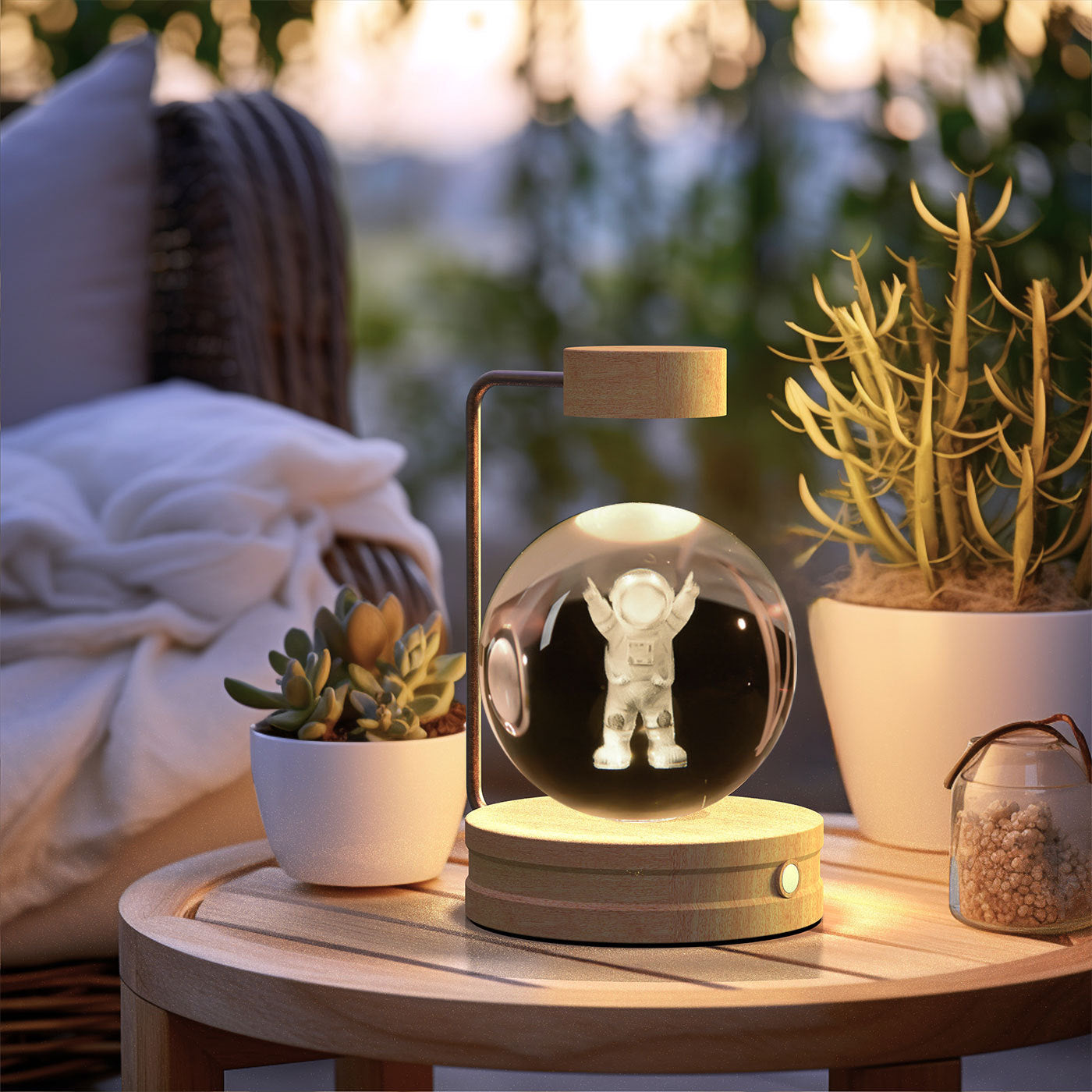 Cosmic Dinosaur Crystal Ball Night Light – USB Powered Warm Bedside Lamp