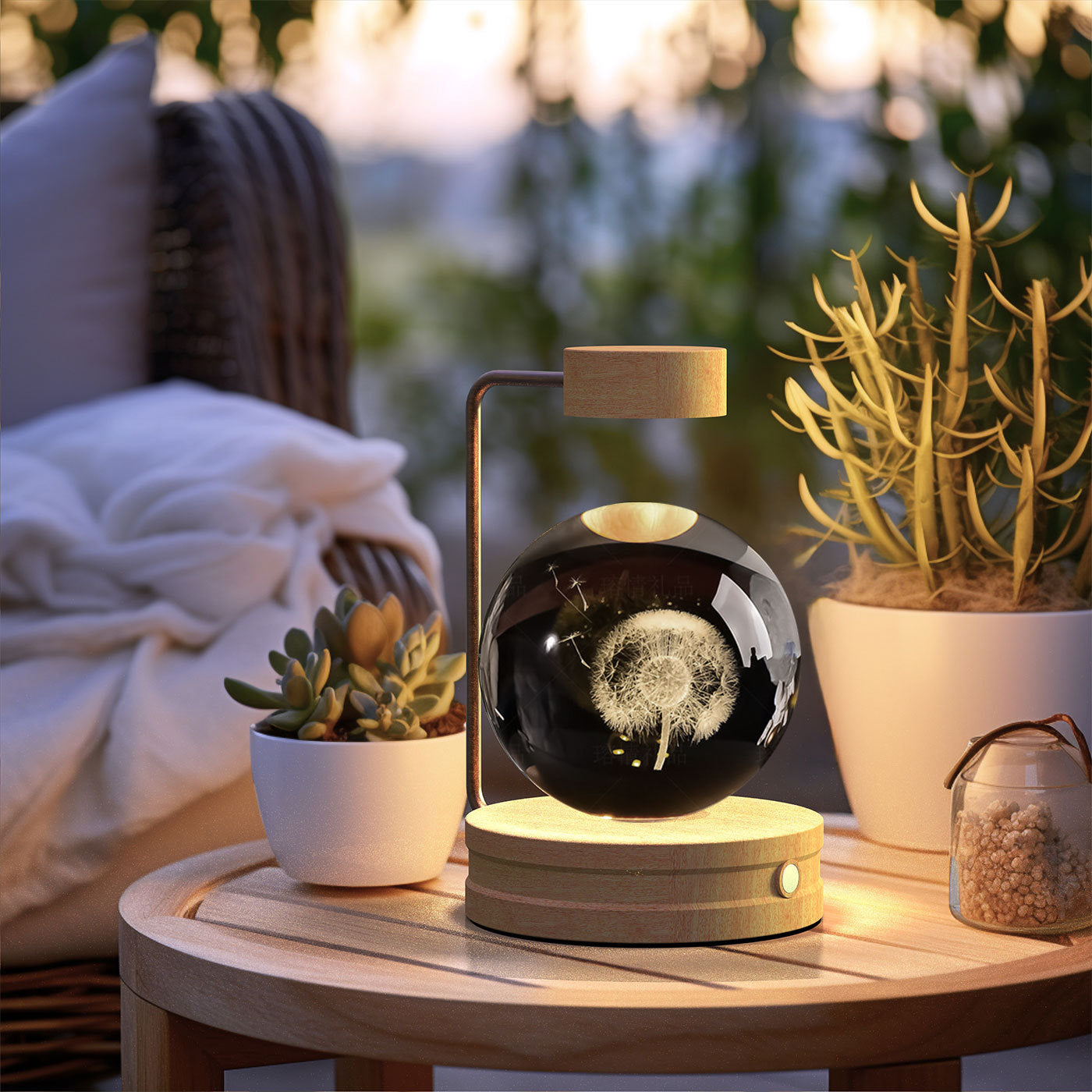 Cosmic Dinosaur Crystal Ball Night Light – USB Powered Warm Bedside Lamp