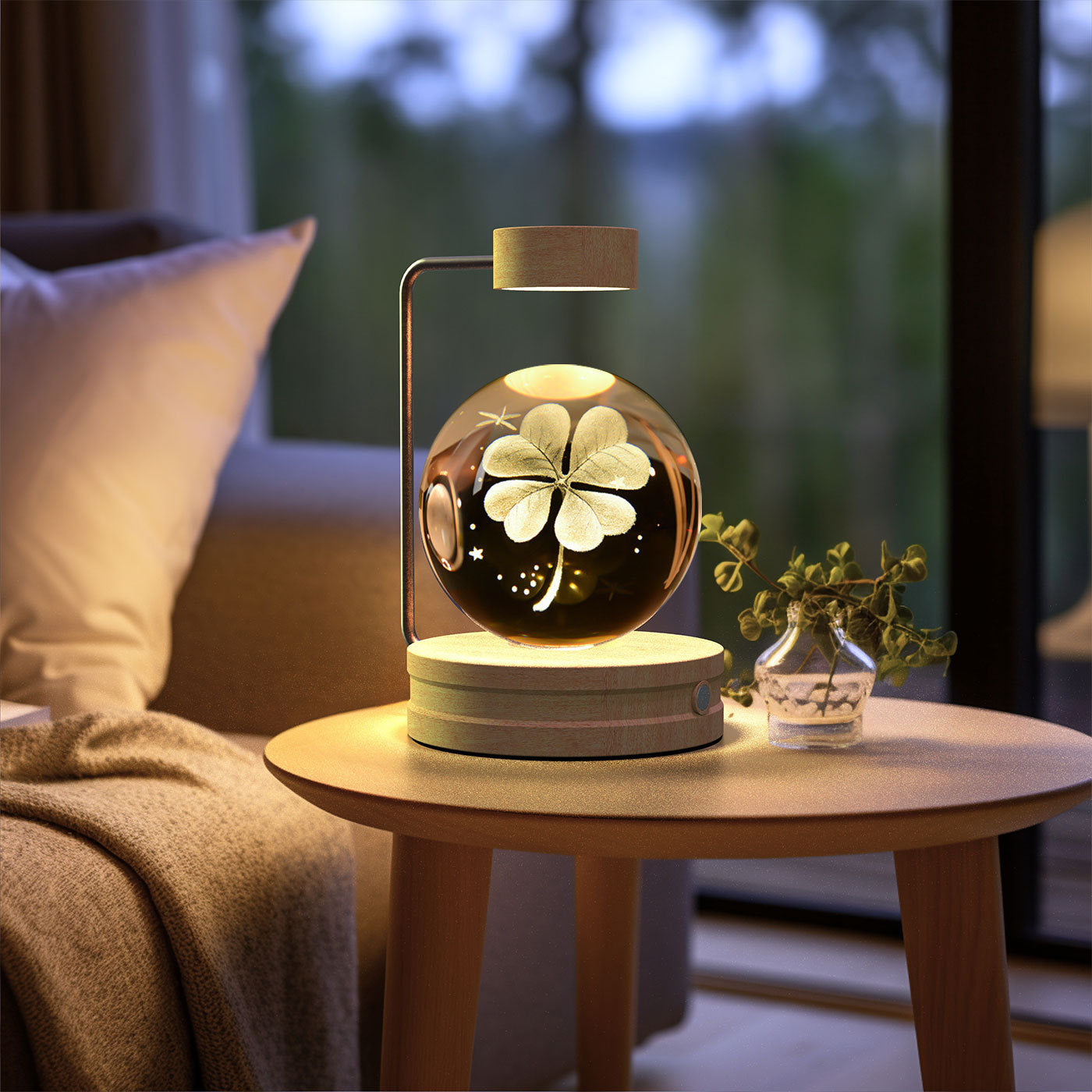 Cosmic Dinosaur Crystal Ball Night Light – USB Powered Warm Bedside Lamp