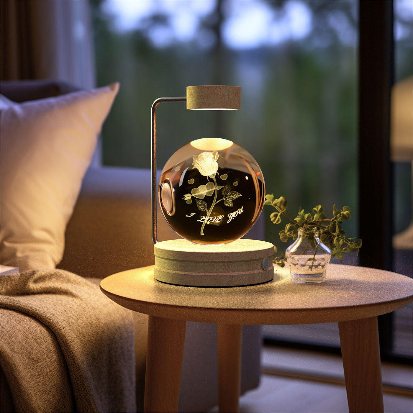 Cosmic Dinosaur Crystal Ball Night Light – USB Powered Warm Bedside Lamp