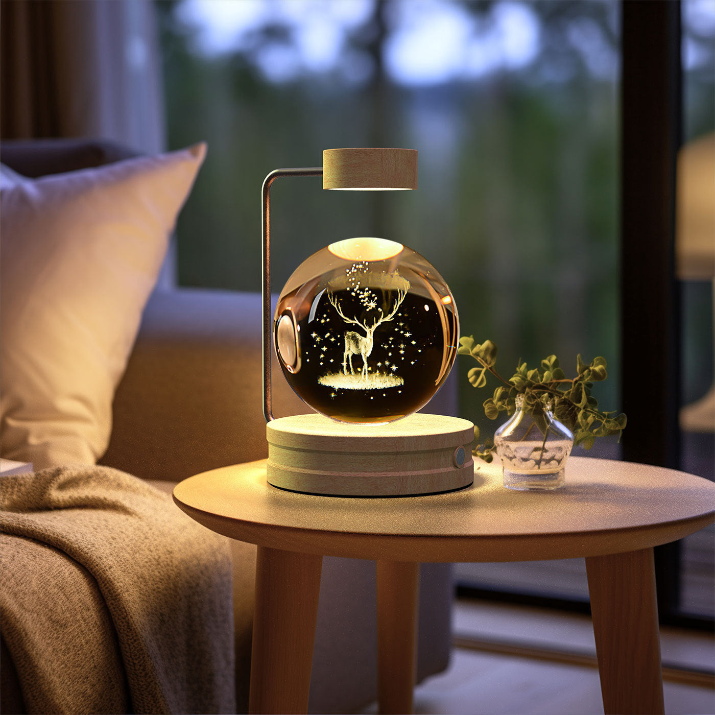 Cosmic Dinosaur Crystal Ball Night Light – USB Powered Warm Bedside Lamp