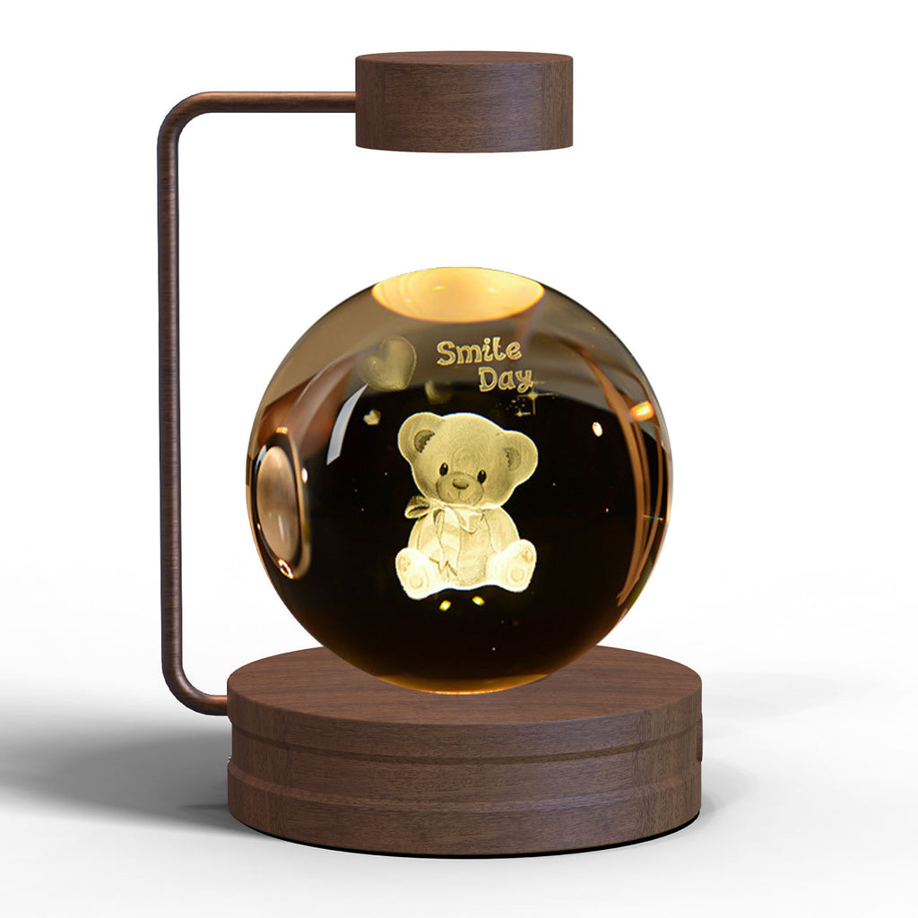 Cosmic Dinosaur Crystal Ball Night Light – USB Powered Warm Bedside Lamp