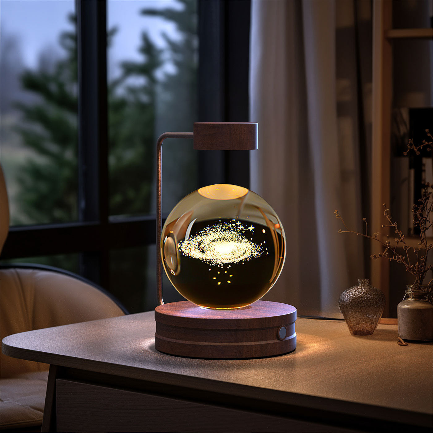 Cosmic Dinosaur Crystal Ball Night Light – USB Powered Warm Bedside Lamp